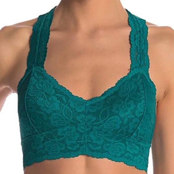Free People Green Galloon Lace Racerback Bralette - Picture 1 of 2